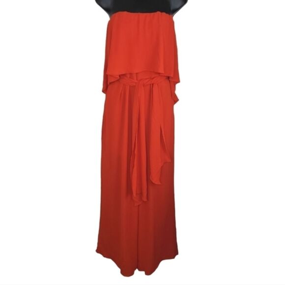 Vici Nwt Orange strapless jumpsuit w/ pockets medium - Picture 1 of 10